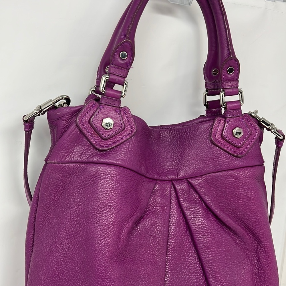 Marc by Marc Jacobs Purple Leather Long Tote Bag Double Handle Shoulder Strap - Picture 6 of 16